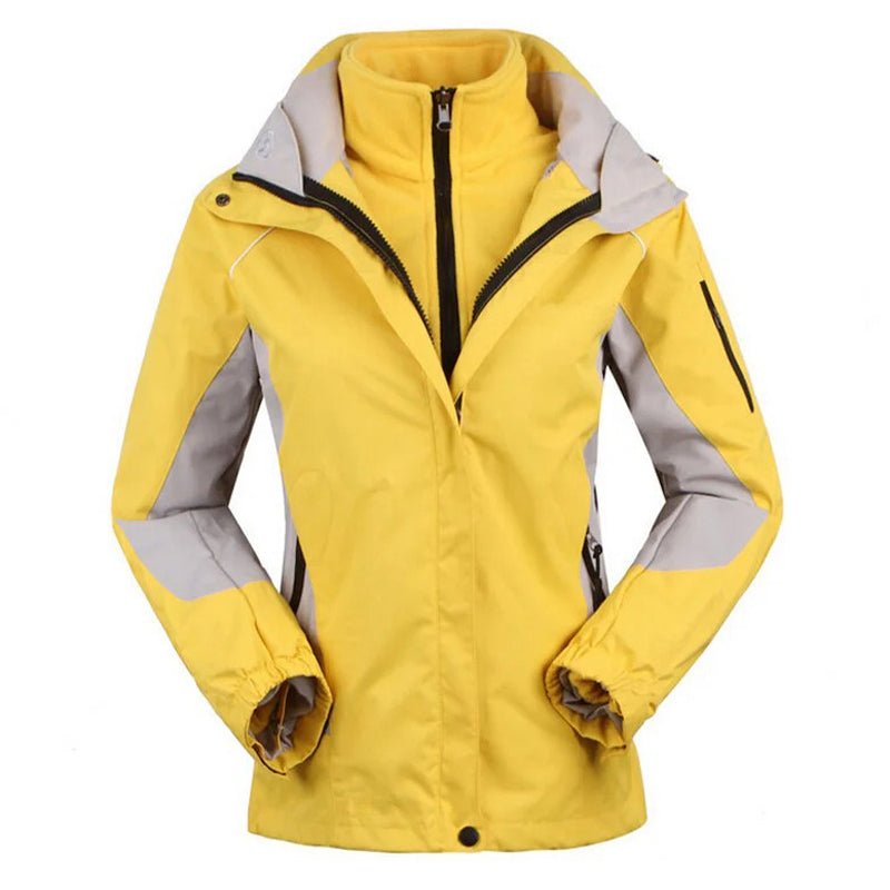 Chaqueta 3 en 1 para mujer Capucha desmontable con cordón, puños con ajuste de velcro amarillo