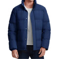 Chaqueta acolchada para hombre, rellena de plumón de ganso, impermeable azul marino