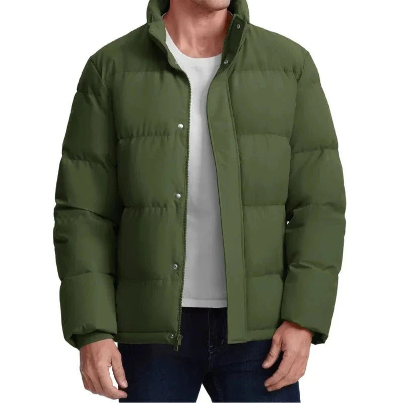 Chaqueta acolchada para hombre, rellena de plumón de ganso, impermeable verde