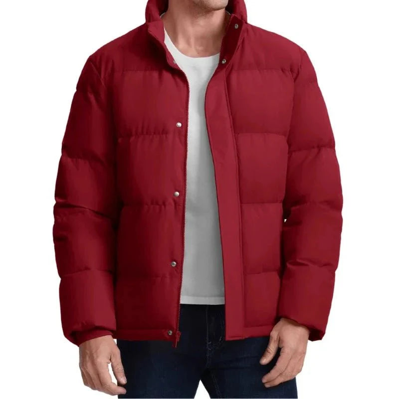 Chaqueta acolchada para hombre, rellena de plumón de ganso, impermeable rojo