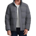 Chaqueta acolchada para hombre, rellena de plumón de ganso, impermeable gris oscuro