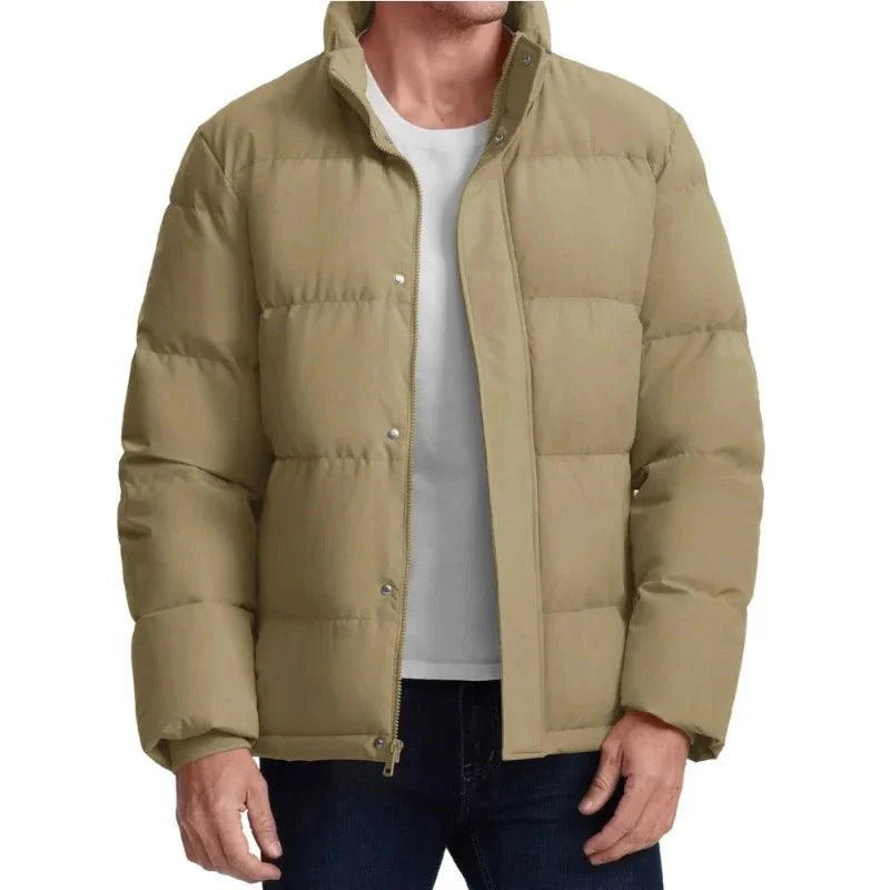 Chaqueta acolchada para hombre, rellena de plumón de ganso, impermeable caqui