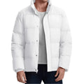 Chaqueta acolchada para hombre, rellena de plumón de ganso, impermeable blanco