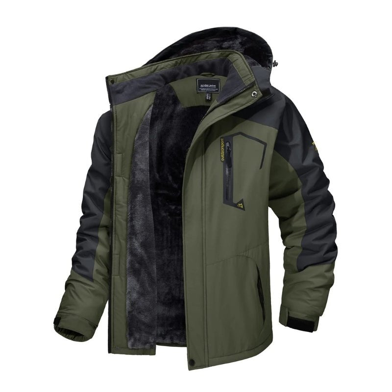 Chaqueta de nieve para hombre con forro térmico e impermeable verde