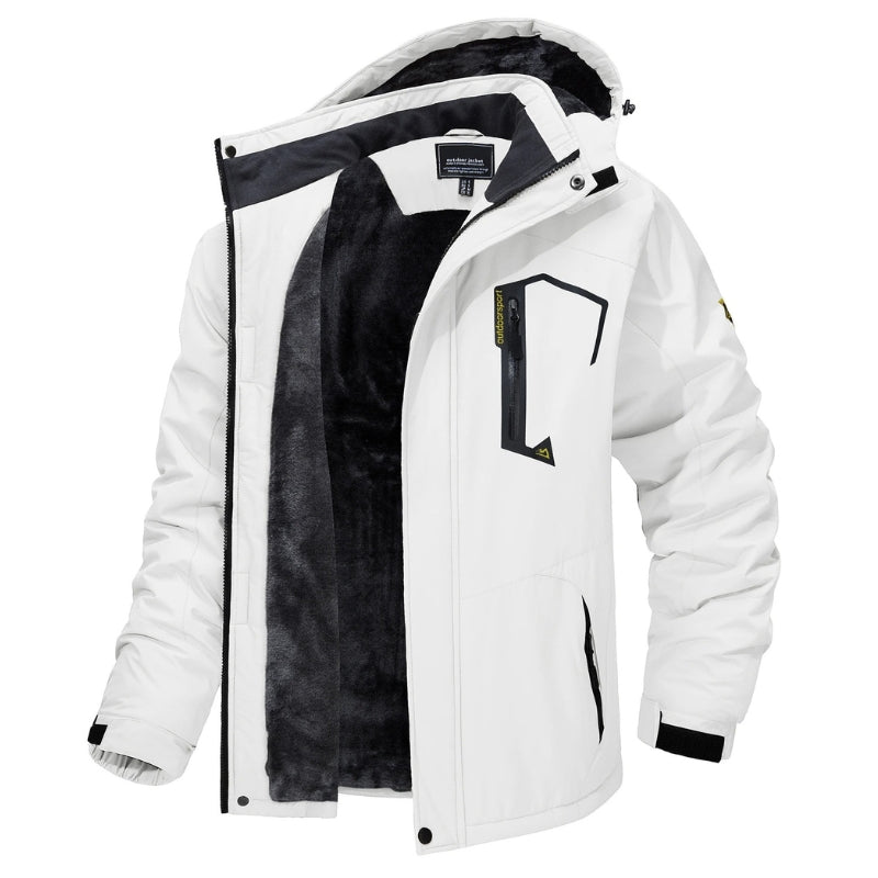 Chaqueta de nieve para hombre con forro térmico e impermeable blanco