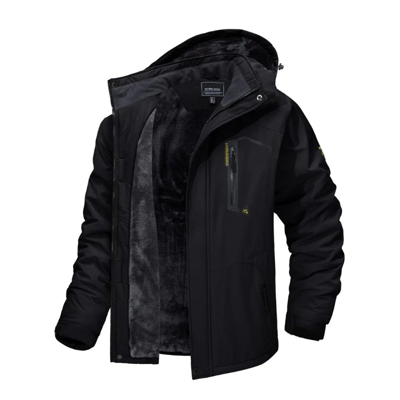 Chaqueta de nieve para hombre con forro térmico e impermeable negro