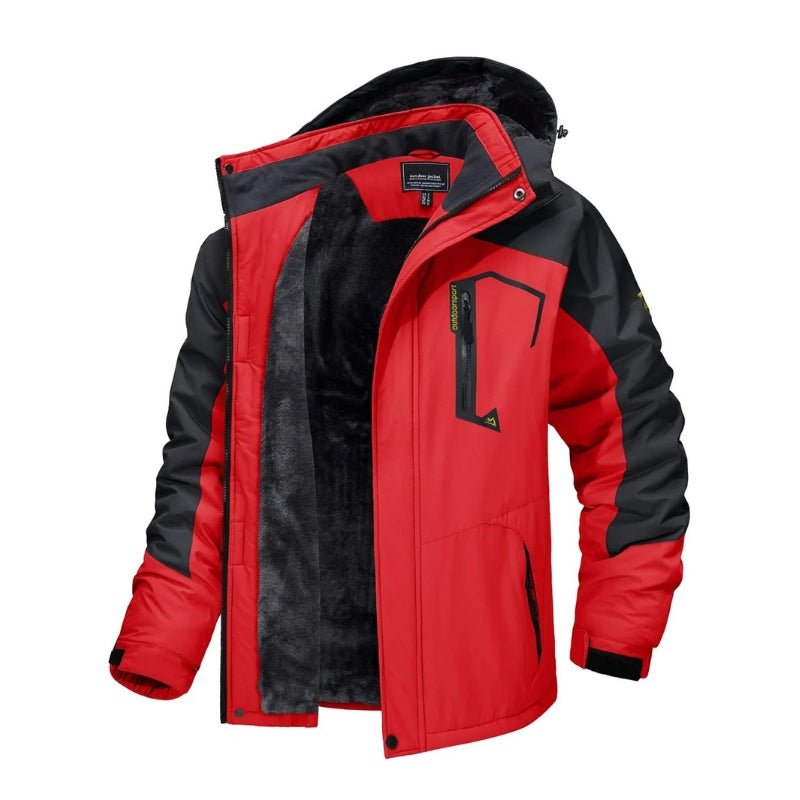 Chaqueta de nieve para hombre con forro térmico e impermeable rojo