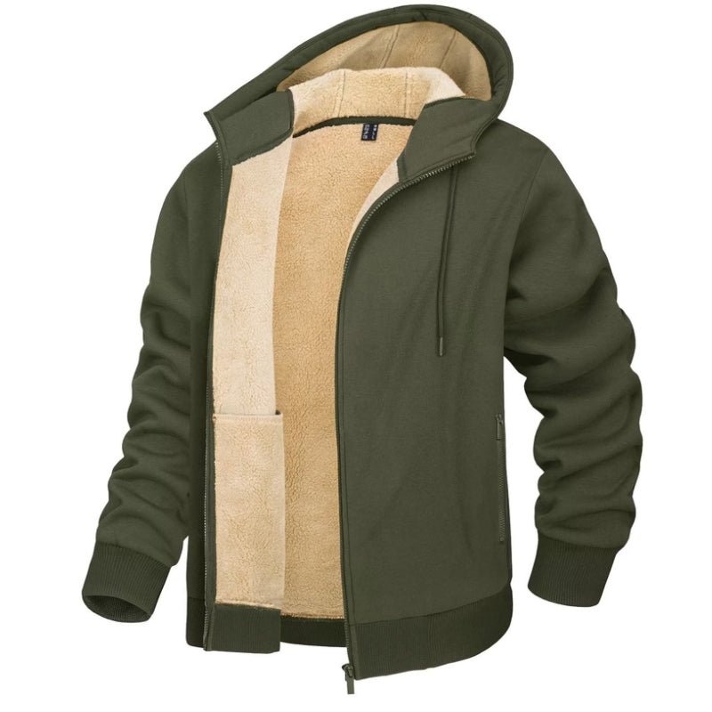 Chaqueta tipo sudadera con capucha y forro verde