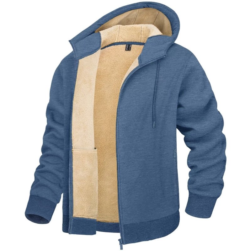 Chaqueta tipo sudadera con capucha y forro azul