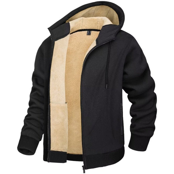 Chaqueta tipo sudadera con capucha y forro negro