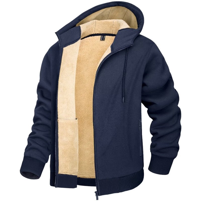 Chaqueta tipo sudadera con capucha y forro azul marino