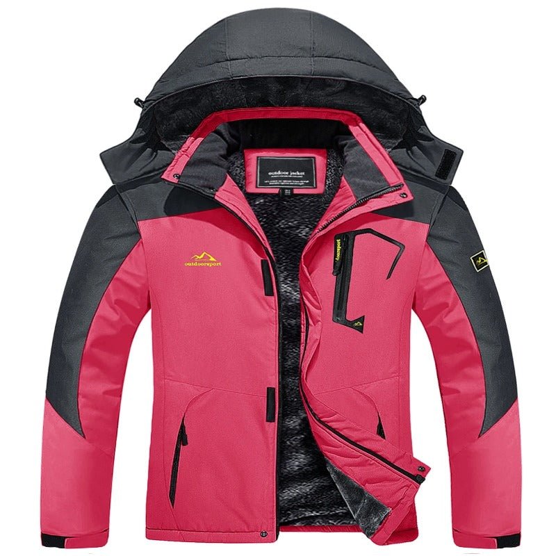 Chaqueta de nieve impermeable y de felpa rosa oscuro