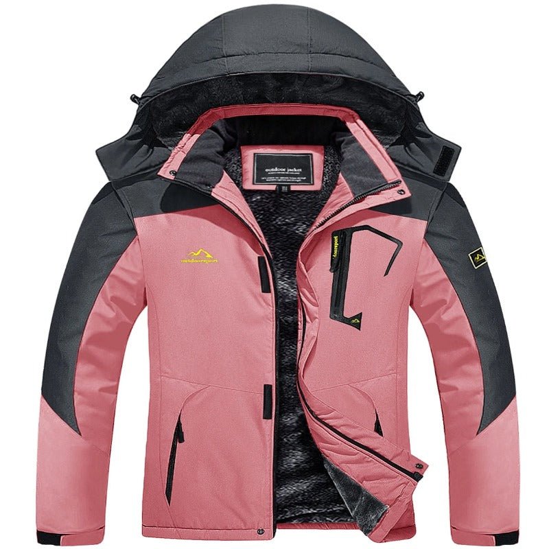 Chaqueta de nieve impermeable y de felpa rosa