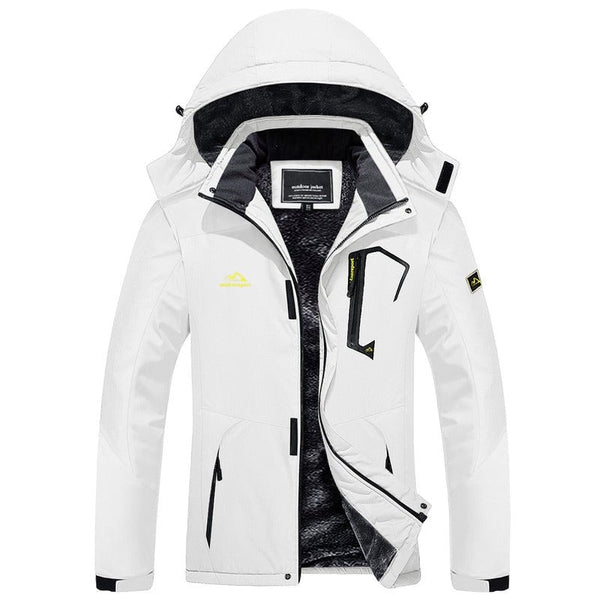 Chaqueta de nieve impermeable y de felpa blanco