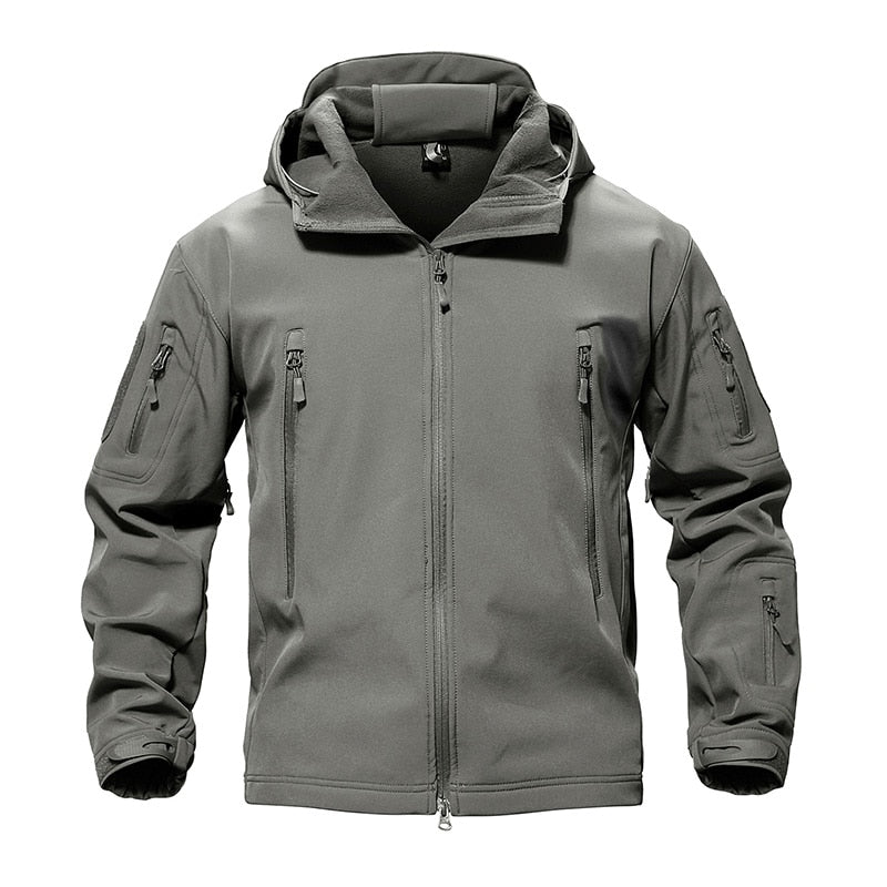 Chaqueta impermeable con forro polar para hombre gris